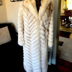 Full length natural blue silver fox coat